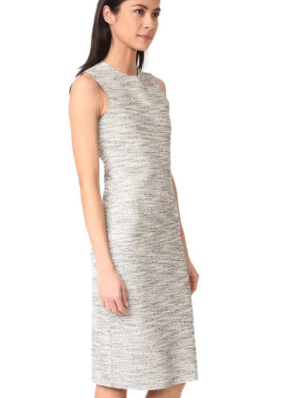 Theory Eano Branson Gray & Cream Tweed Stretch Sheath Dress | Size Small